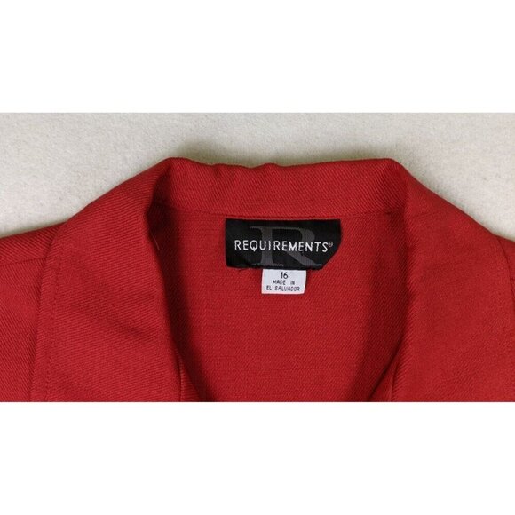 REQUIREMENTS - WOMEN'S RED WOVEN BUTTON-UP TOP - SIZE 16 - ROLL TAB - Picture 4 of 6